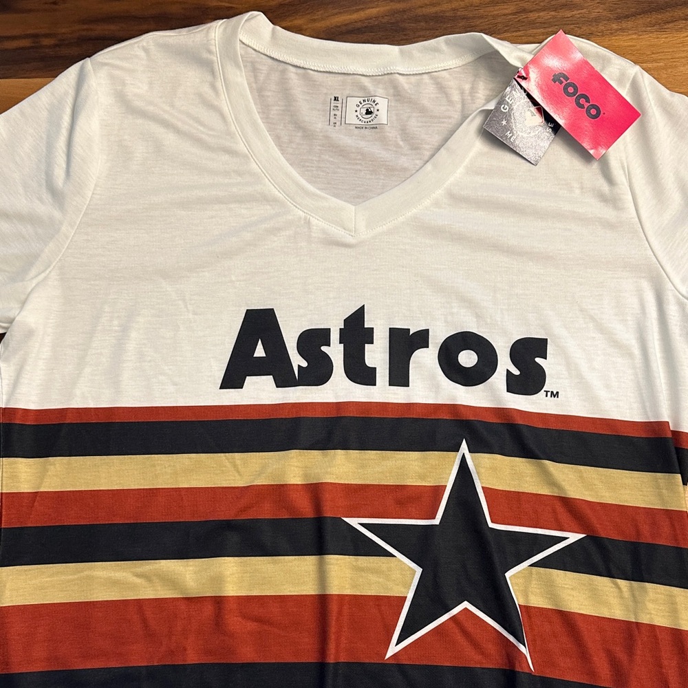 Genuine Merchandise White and Multicolor Astros Women's Top